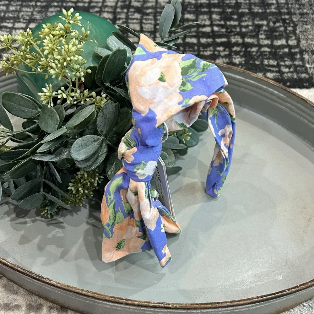 Janie and Jack Toddler Girls Periwinkle Floral Headband with Bow NEW‎ One Size